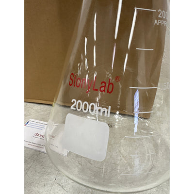 Stonylab Narrow Mouth Erlenmeyer Flask 2000 ml, Science Class Borosilicate Glass