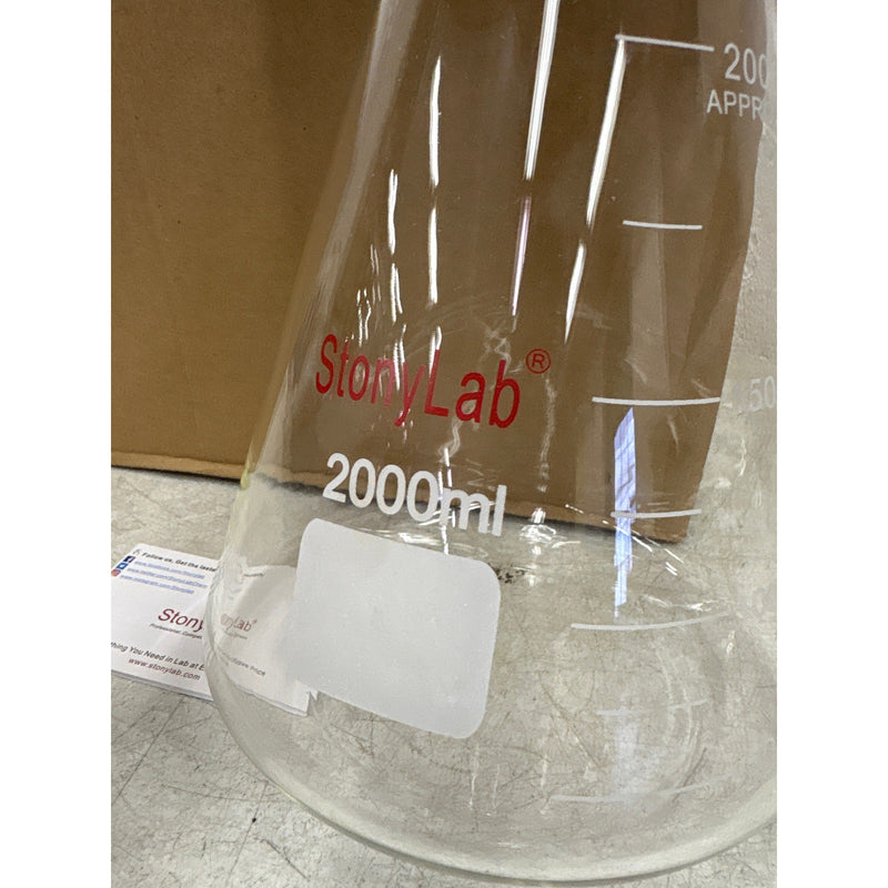 Stonylab Narrow Mouth Erlenmeyer Flask 2000 ml, Science Class Borosilicate Glass