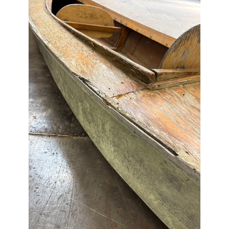 16 Foot Wooden Canoe - 2 Person Capacity, Fishing, Kayaking - Tan / White