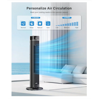 JRD Tower Fan 90° Oscillating Fans w Remote 40'' Quiet Cooling Fan w 3 Speeds