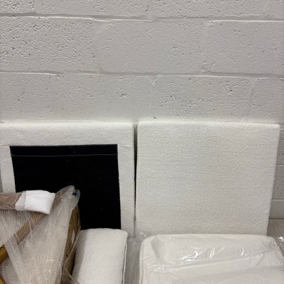 VINGLI Modern Accent Chair Brown Rubber Wood Frame & Lumbar Pillow - Fuzzy White