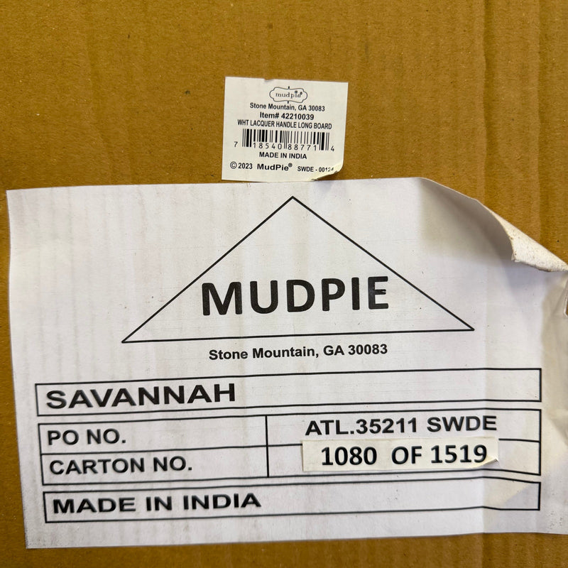 Set-of-4 White Lacquer 40" Charcuterie Boards from Mango Wood, Serving Trays