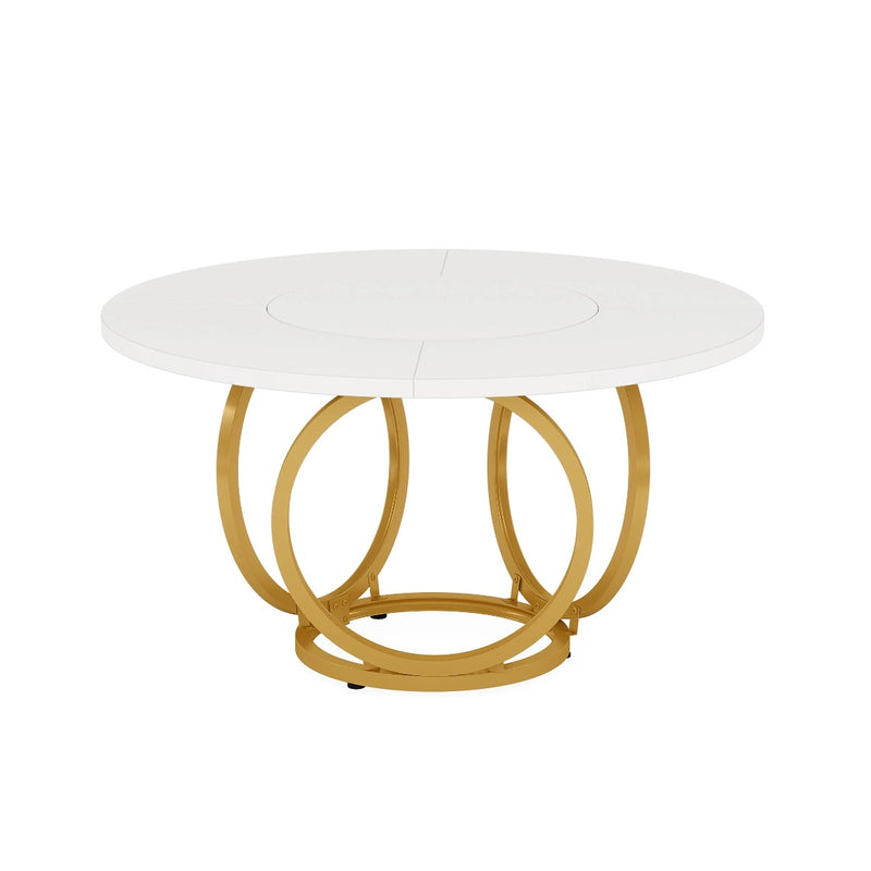 Tribesigns Round Dining Table for 4, Modern 47" Kitchen Table, Gold Metal Base