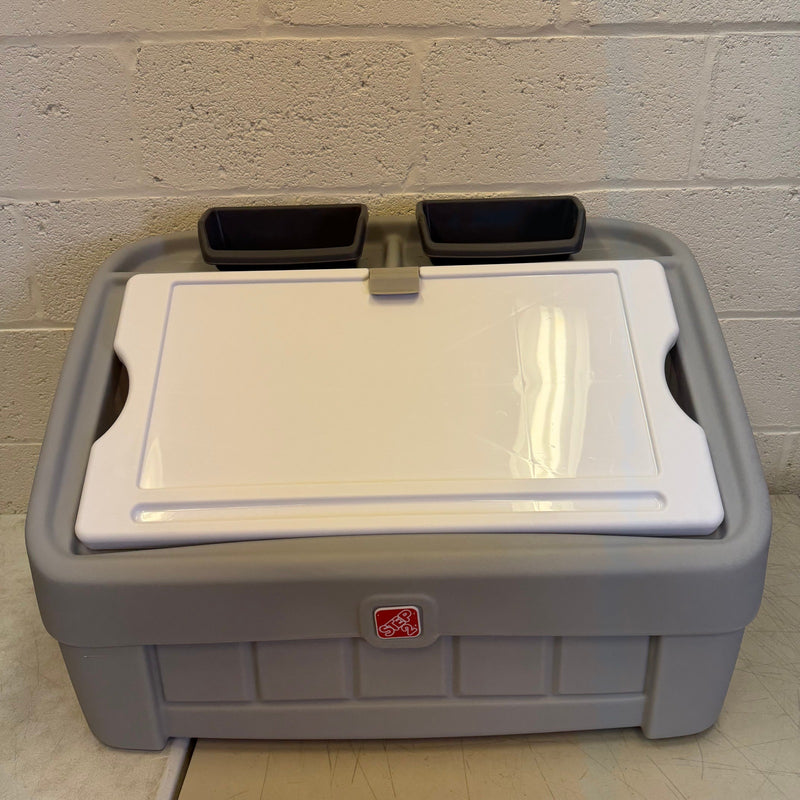 Step2 2-in-1 Toy Box & Art Lid, Storage Bin & Organizer, Easel & Chest (Gray)