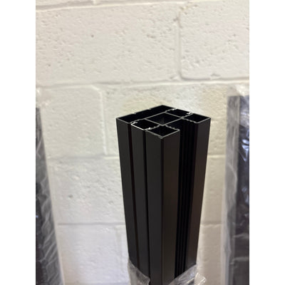 3 Pack 45" 3-Way Aluminum Fence Post, 1.8mm Thick Walls & 10mm Base - Black