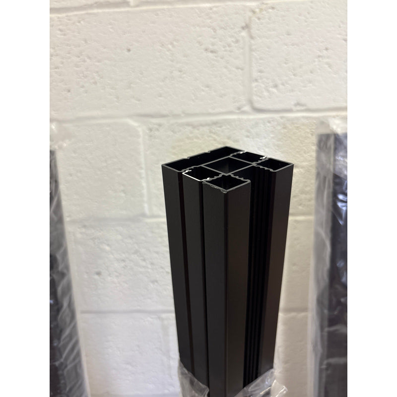 3 Pack 45" 3-Way Aluminum Fence Post, 1.8mm Thick Walls & 10mm Base - Black