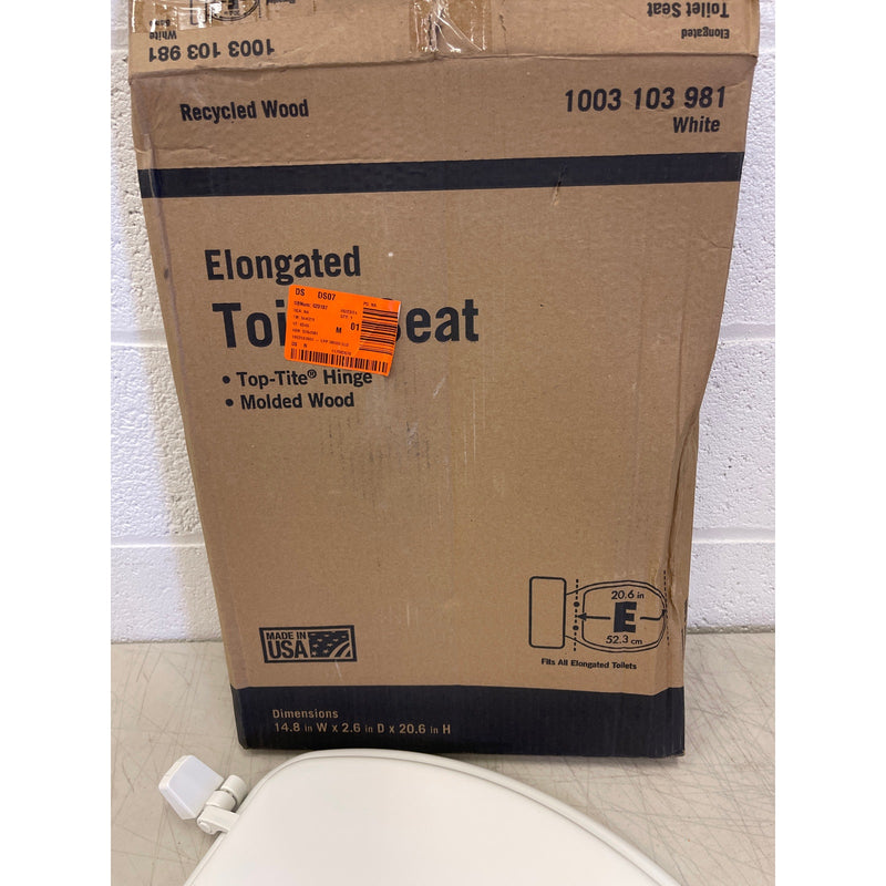 SET-OF-2 Elongated Enameled Wood Closed Front Toilet Seat in White