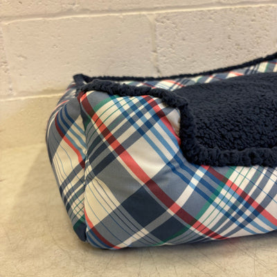 Nautica Rectangle Pet Bed 30"x 24"x 8" Dog Bed Plaid Multicolor Design - Medium
