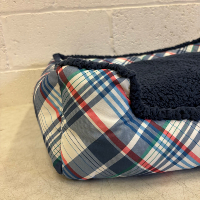 Nautica Rectangle Pet Bed 30"x 24"x 8" Dog Bed Plaid Multicolor Design - Medium