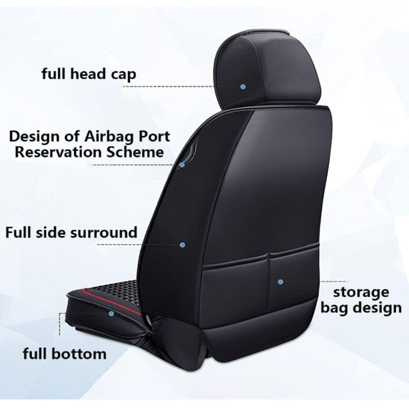 Car Seat Cover for Toyota FJ Cruiser Anti-Slip Front and Rear Set Black/Red Line