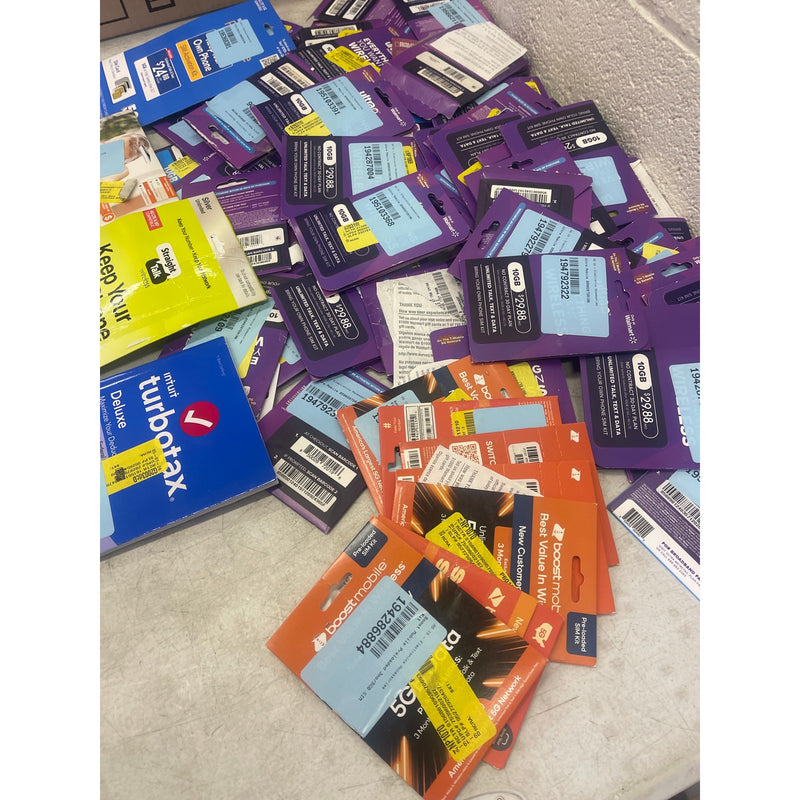 UNVERIFIED LOT OF 87 Mobile SIM Cards - Assortment of Brands & Plans