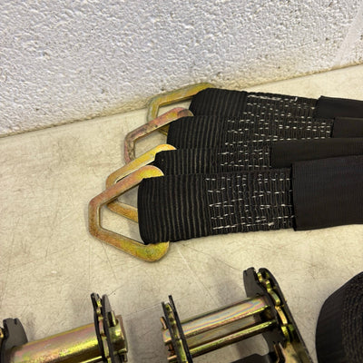 4 Pcs Auto Tie-Down Webbing Strap Belt Double J-Shaped Hook Belt Clip 4 Rings