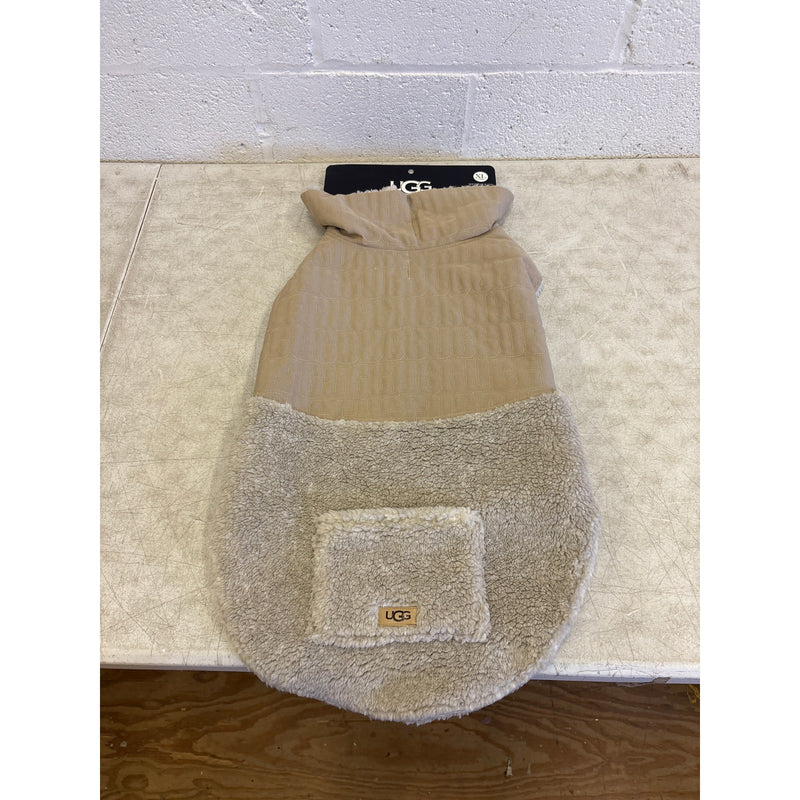 UGG Sherpa Quilted Pet Coat, Hook & Loop Straps, Soft & Cozy, Tan - XL Size