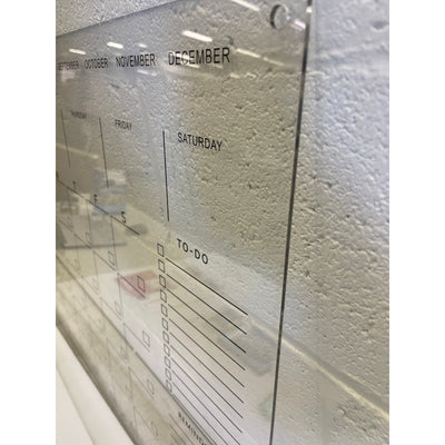 MONTH Calendar w Notes Glass Dry-Erase Board 36" x 24" Wall-Mount with Markers
