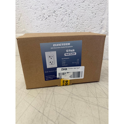 (12pk) ELECTECK 20A Decorator Electrical Wall Receptacle Outlet 125V White