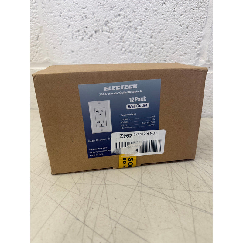 (12pk) ELECTECK 20A Decorator Electrical Wall Receptacle Outlet 125V White