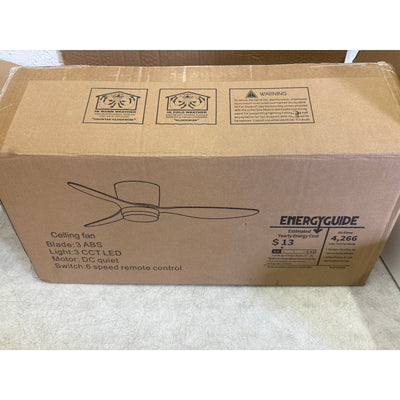 GESUM 42" Flush Mount Ceiling Fan Light w 3 Colors 6 Speeds Low Profile - White