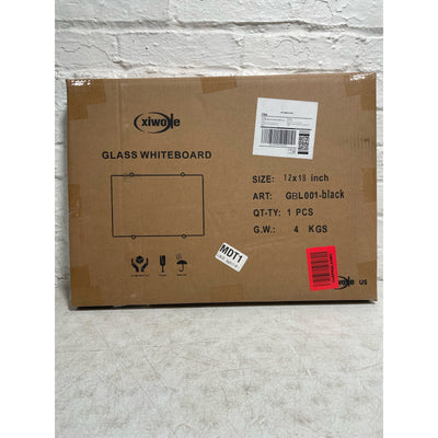 XIWOLE Black Glass Whiteboard, 12 "x18", Glass Dry Erase Board, Home, Office