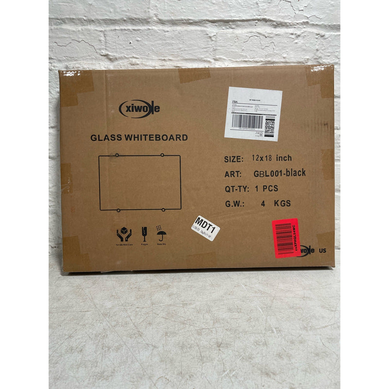 XIWOLE Black Glass Whiteboard, 12 "x18", Glass Dry Erase Board, Home, Office