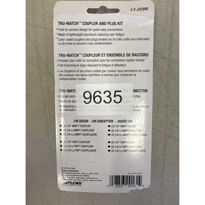 Tru Flate I/M Style Tru-Connect Kit, 7 Piece, Coupler and Plug Kit  13-209R