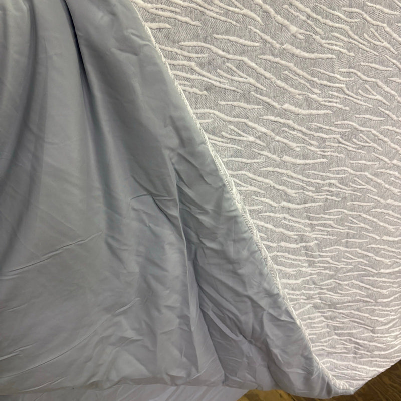 Queen Comforter Warm & Cozy Bedding with Abstract Stripe Design - Gray / White