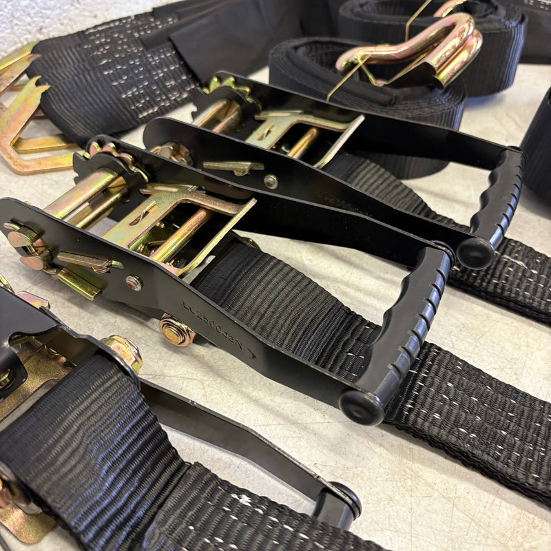 4 Pcs Auto Tie-Down Webbing Strap Belt Double J-Shaped Hook Belt Clip 4 Rings