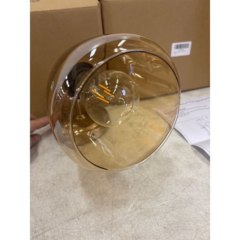 Pack-of-2 Vcozar Glass Wall Lamps, Round Base Modern Amber Wall Sconce