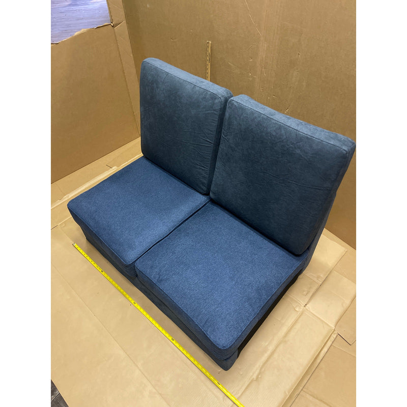 47x37x31" Floor Couch, Love Seat, Living Room Furniture w Cushions, No feet Blue