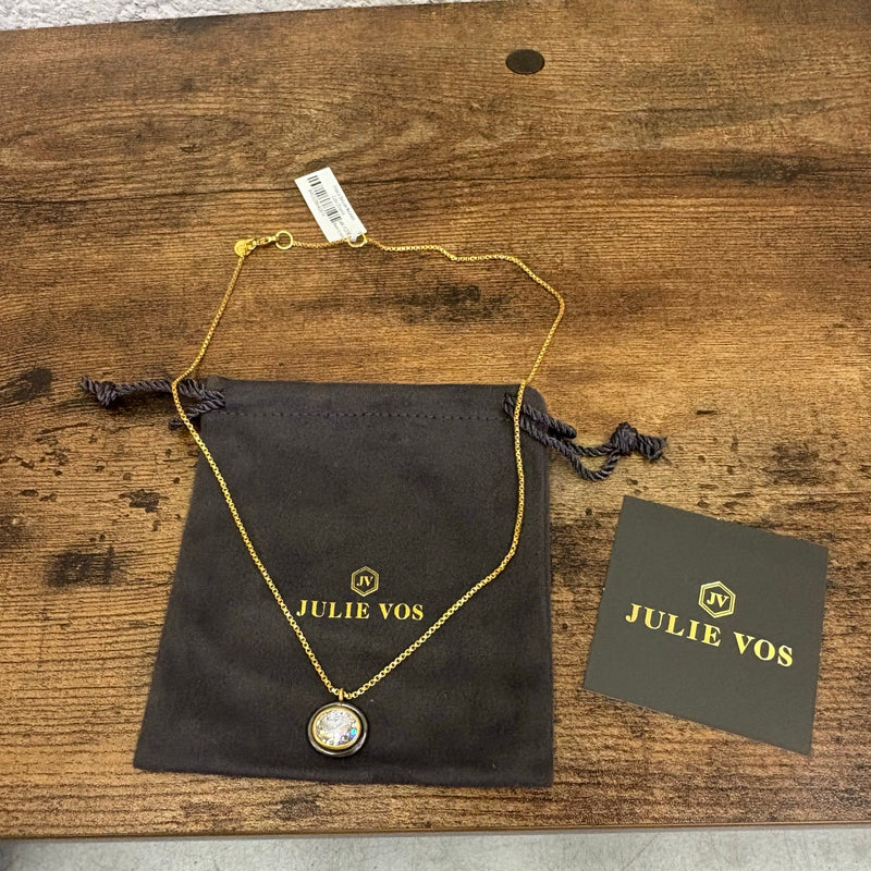 Julie Vos Tribeca Delicate Necklace, 24K Gold Plated, Adjustable Cubic Zirconia