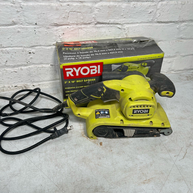 RYOBI 6 Amp Corded 3 in.W x 18 in.L Portable Belt Sander, 820 FRM, Damaged Cord