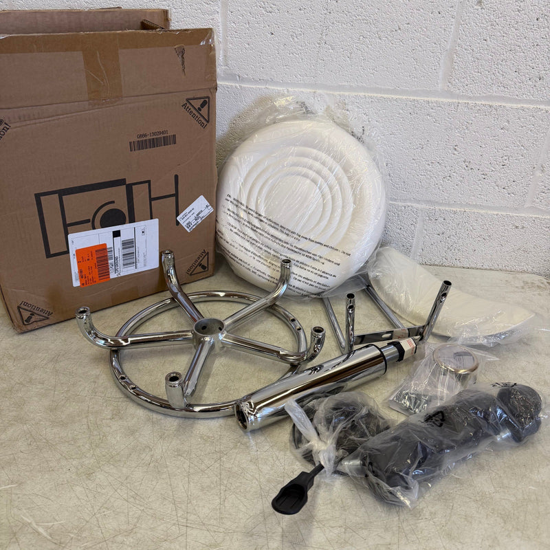 Karl home PU Leather Adjustable Stool / Chair with Backrest & Wheels  - White