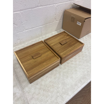 2-PACK Oranbulb Acacia Wood Pizza Dough Proofing Box w Lid 12 x 12 x 4.5in Each