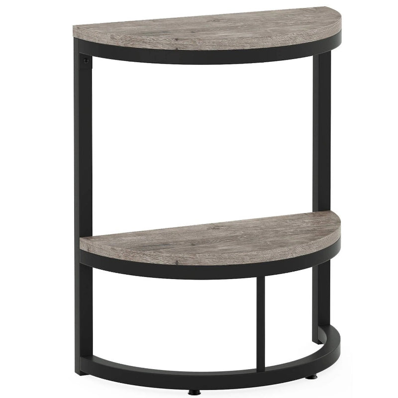 Tribesigns Half Round End Table, Narrow Side Table with Metal Frame Grey/Black