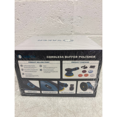 Saker Cordless Buffer Polisher 12V Rechargeable Battery Blue with 6 Accessories