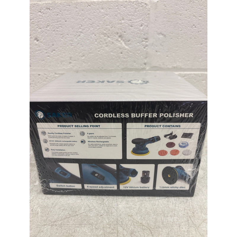 Saker Cordless Buffer Polisher 12V Rechargeable Battery Blue with 6 Accessories