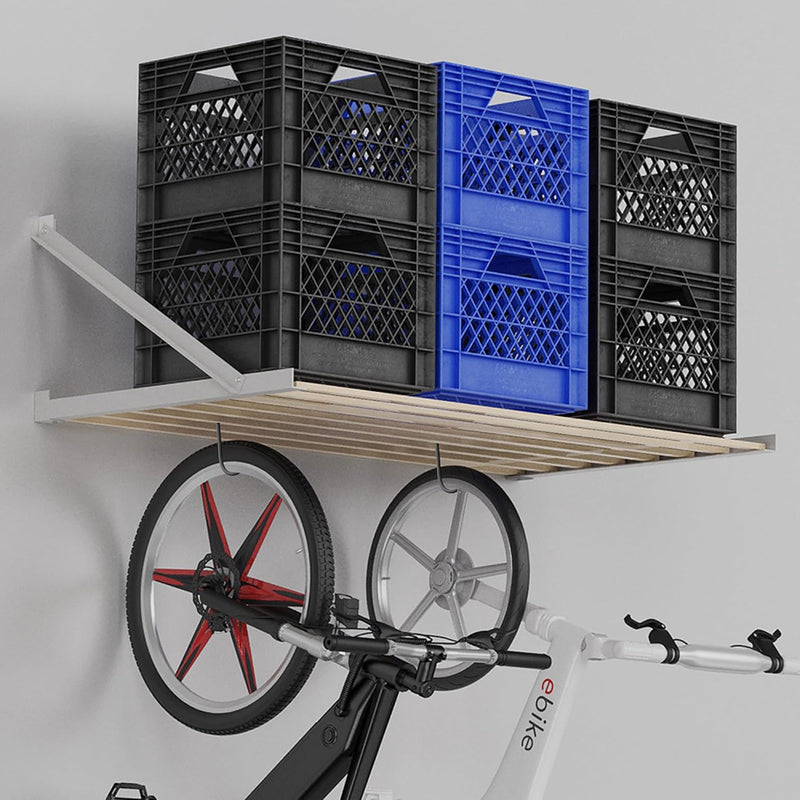 BRACKETS ONLY 4Ft Garage Shelving Wall, White Universal Garage Storage, 20" Deep