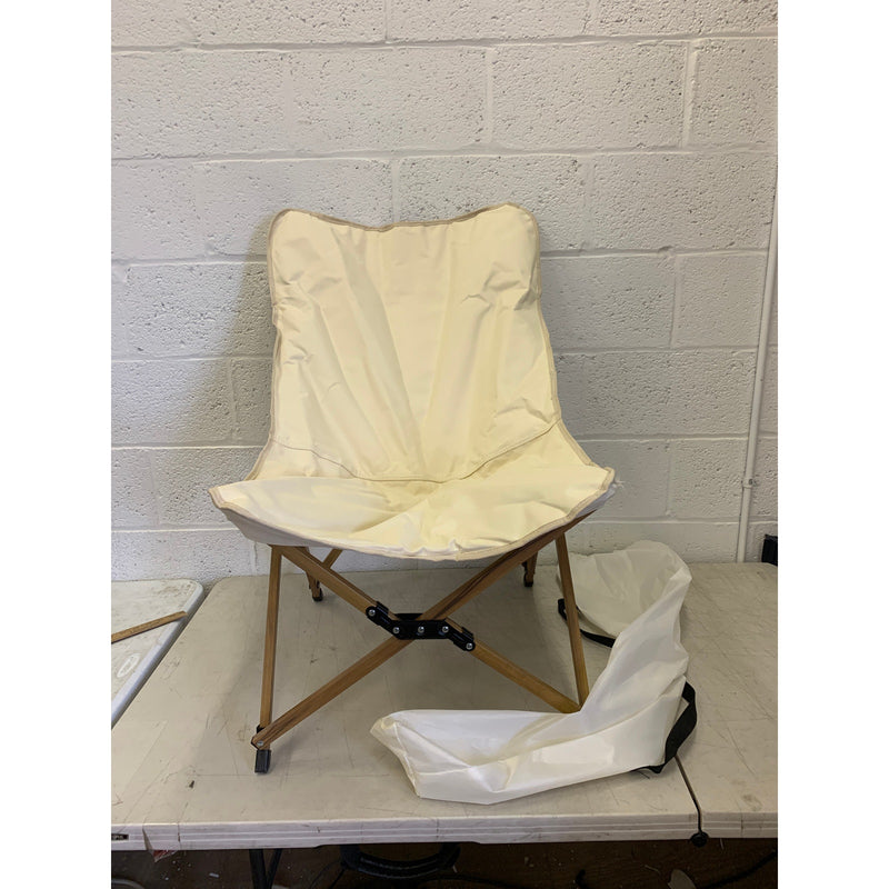 34" Folding Camping Chair w Carrying Case, Wooden / Metal Frame Tan SEE DETAILS