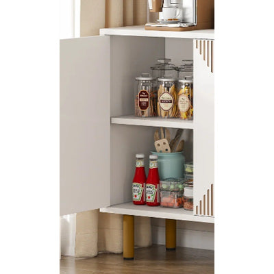 Tribesigns Modern Sideboard Buffet, 59" Wood Storage Cabinet with 4-Doors - Tan