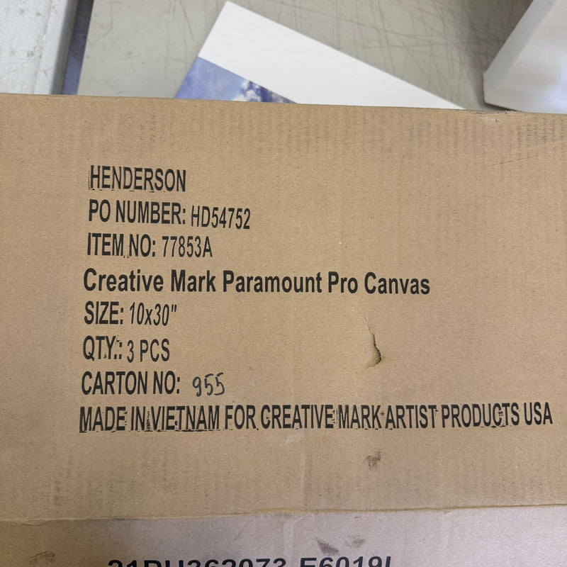 (Box of 3) Paramount Pro Gallery Wrap, 10"x30", 1-13/16 Deep, Stretched Canvas