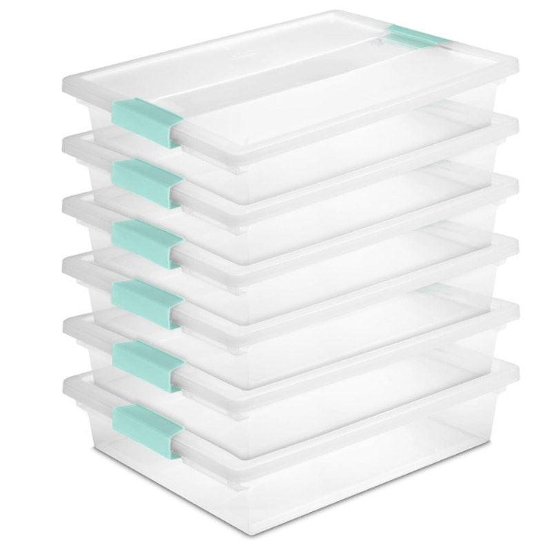 Sterilite 6-Pack Clip Box, Clear Storage for Crafts Supplies Office Items Large