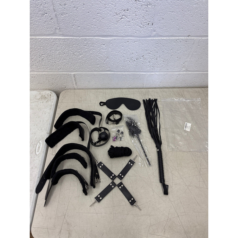 Bondage Kit, Adult BDSM, Whip, Handcuffs, Ball Gag, Nipple Clamps, Blindfold
