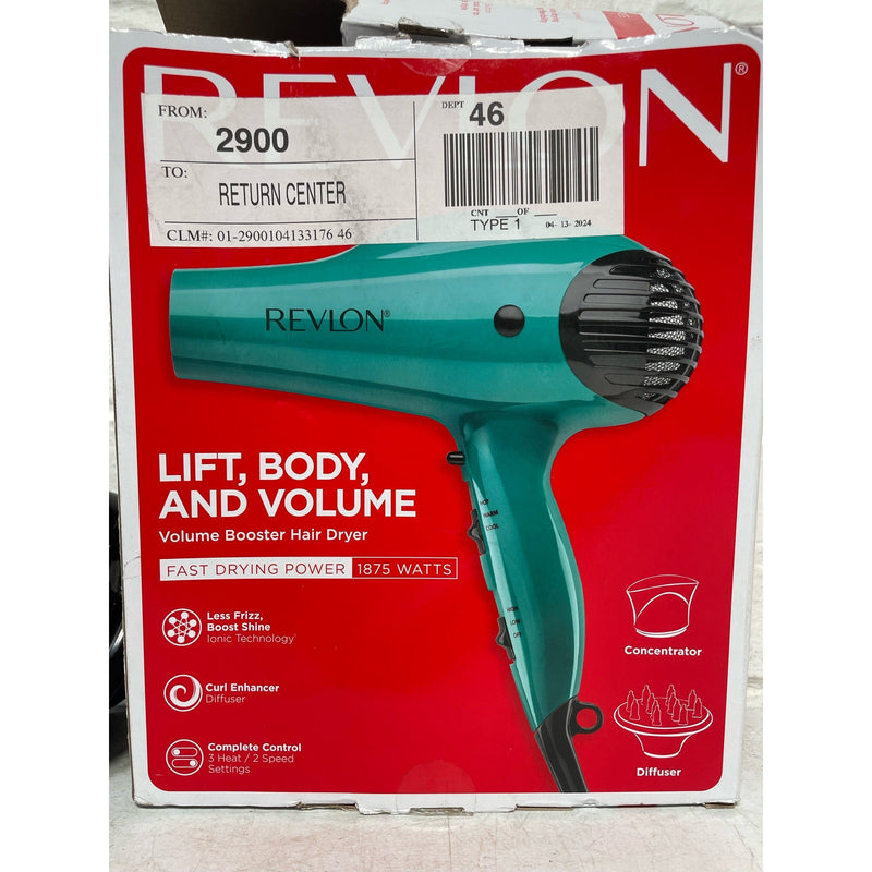 Revlon Volume Booster Hair Dryer | 1875W for Voluminous Lift and Body, (Green)
