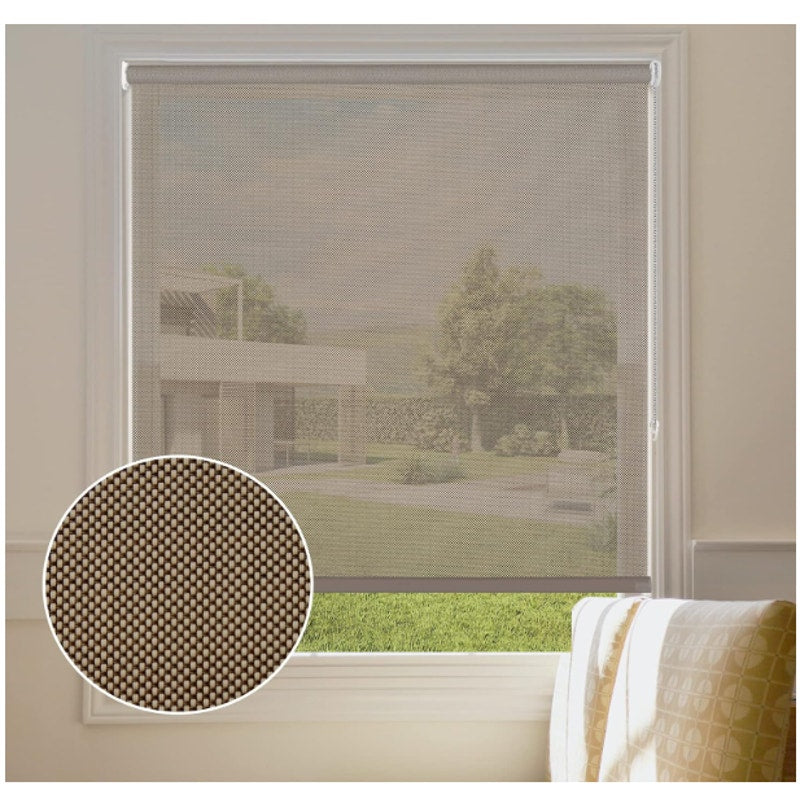 Persilux Solar Roller Shade for Window Blinds 35"Wx72"H, Semi Sheer - Cocoa