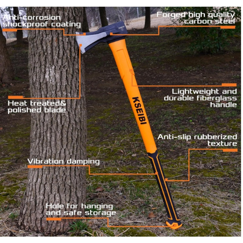 KSEIBI 36" Splitting Axe Forged Carbon Steel Wood Splitter Kindling Axe Chopping