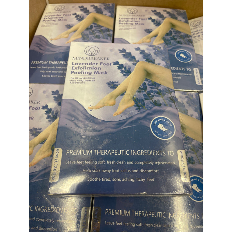 72-Count Mindbreaker Foot Peel Mask Lavender 2 Pairs per Box, Foot Exfoliation
