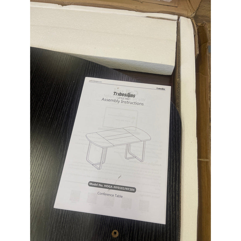 Tribesigns 70.86" Oval Executive Desk Modern Computer Table, Brown & Black