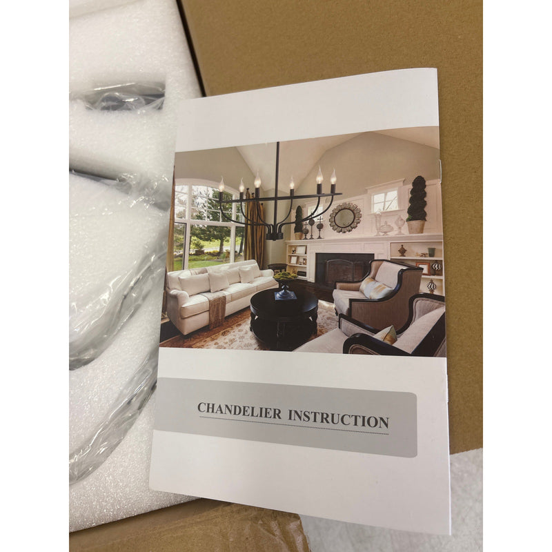 TDGXFL 6-Light Black Chandelier Light Fixture Wagon Wheel Chandelier 28.6in E12