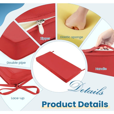 Bench Cushion 48 x 18 x 3 Inch Waterproof Bench Seat Cushion Red Handles & Ties