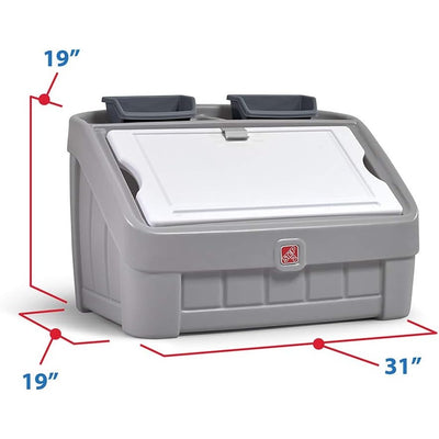 Step2 2-in-1 Toy Box & Art Lid, Storage Bin & Organizer, Easel & Chest (Gray)