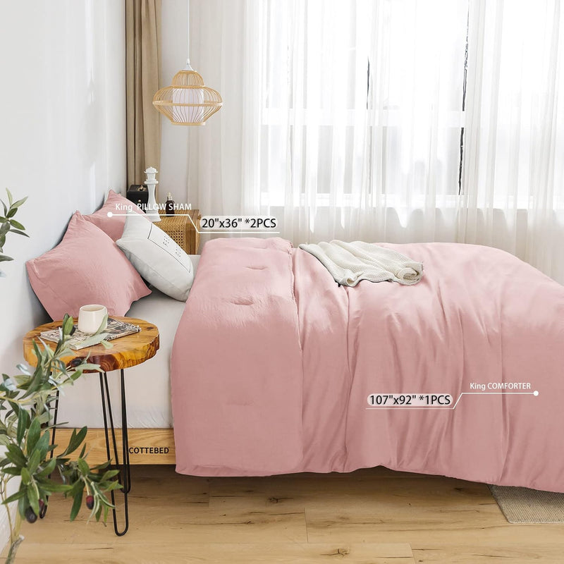COTTEBED Super Soft Comforter Set, Pink KING/CALIFORNIA KING 107"x92" Bedding